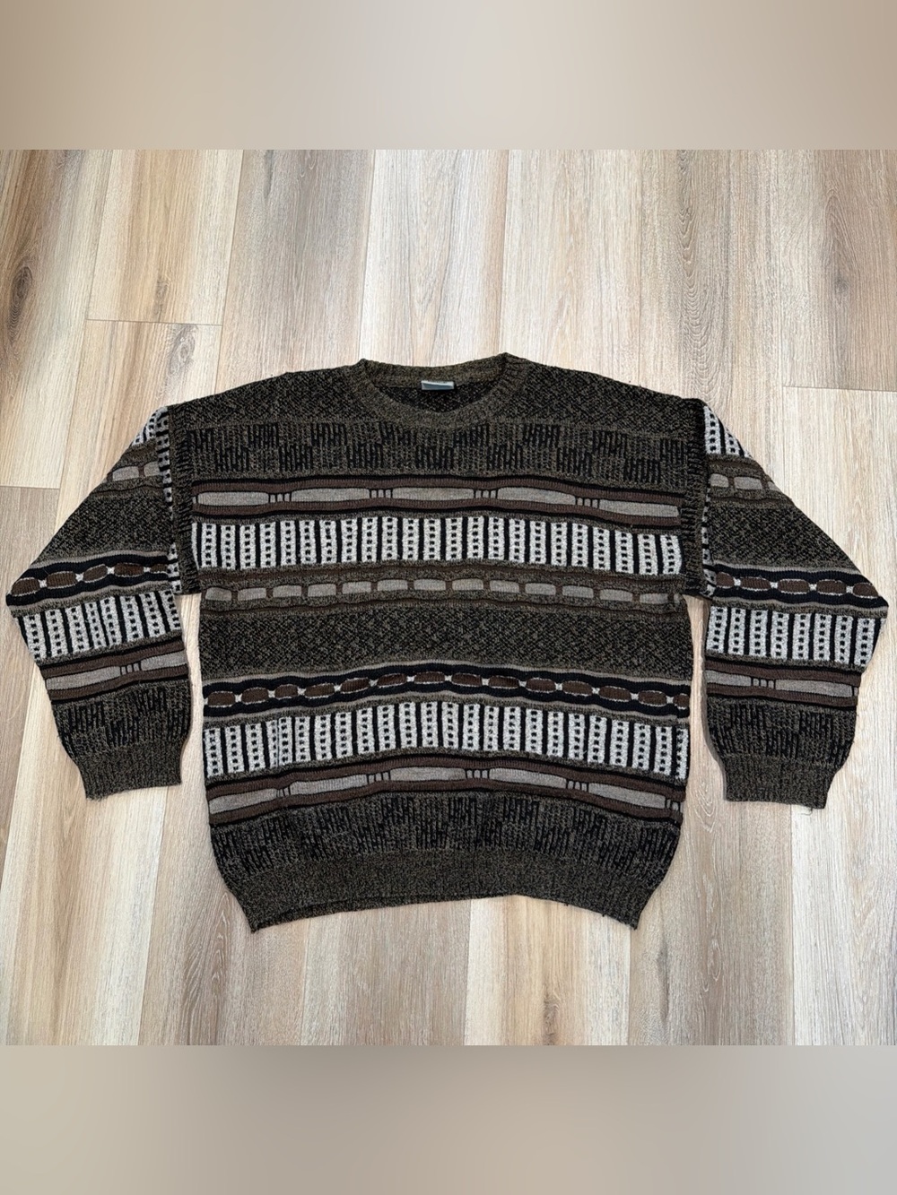 Vintage Brice Sweater Pullover Textured Brown Coogi Style Men’s Extra Large